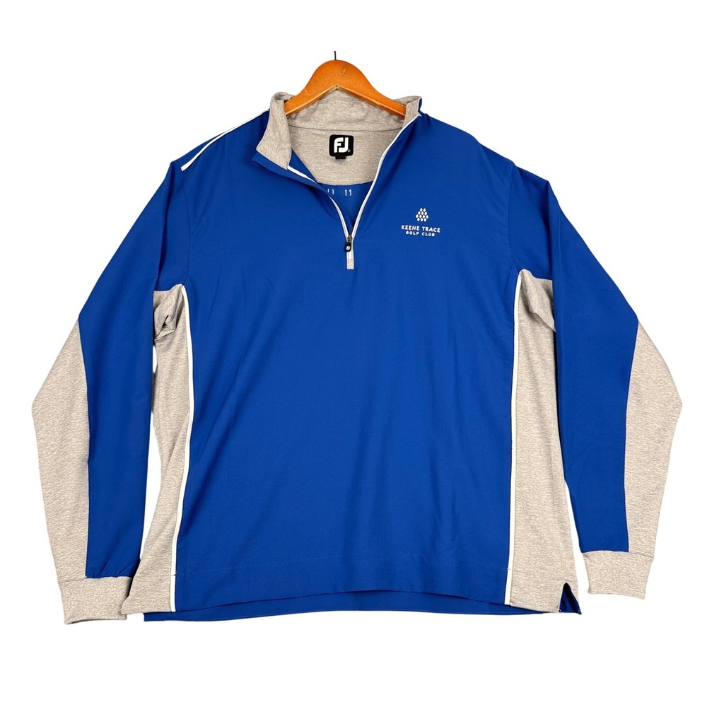 FootJoy  Keene Trace Golf Club 1/4 Zip Pullover Mens Size XL Blue‎ Gray